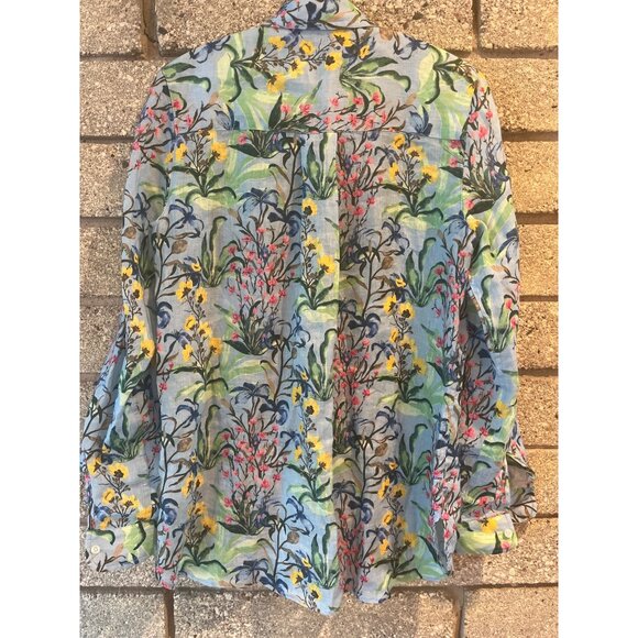 J. McLaughlin XS Floral Button-Up Shirt In Lightweight Linen - Picture 8 of 9